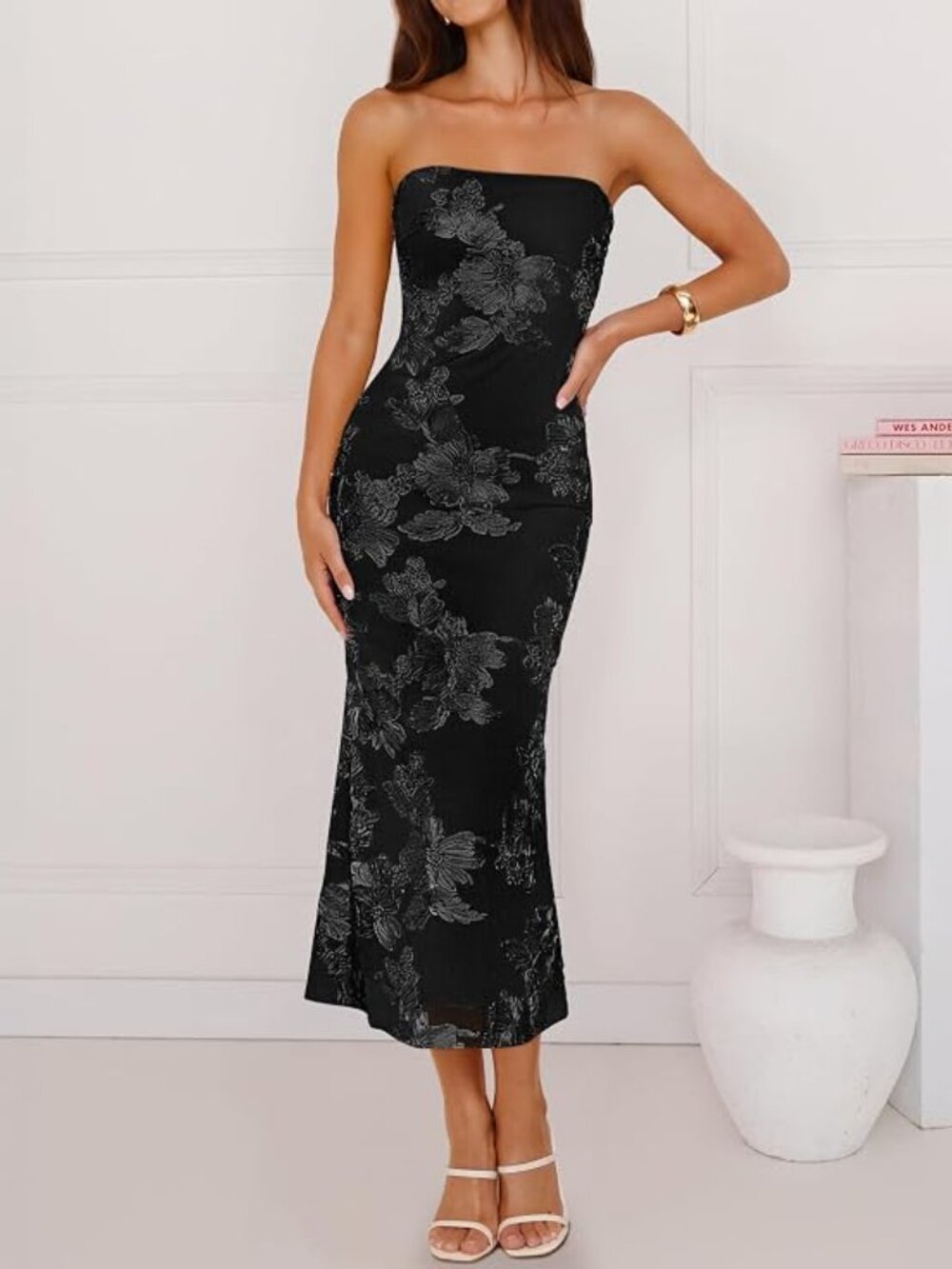 2026 Summer Strapless Floral Cocktail Wedding Guest Dress for Women - Picture 4 of 5